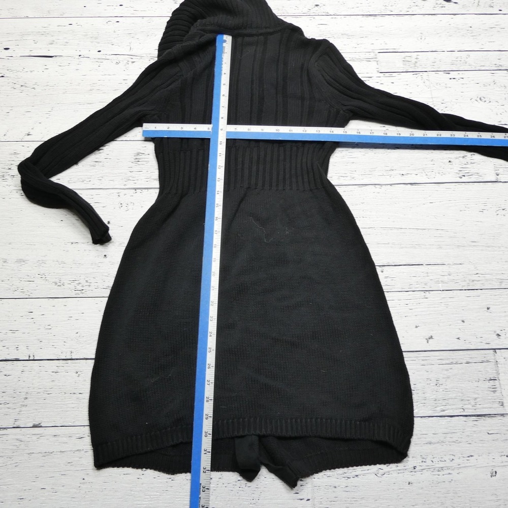 Daisy Fuentes Sweater Womens Medium Black Long Cardigan Shawl Collar Pockets - Picture 5 of 8